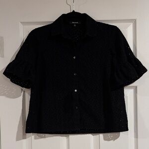 Madewell Black Eyelet Button-Down Shirt